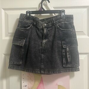 H&M Black Denim Cargo Skirt